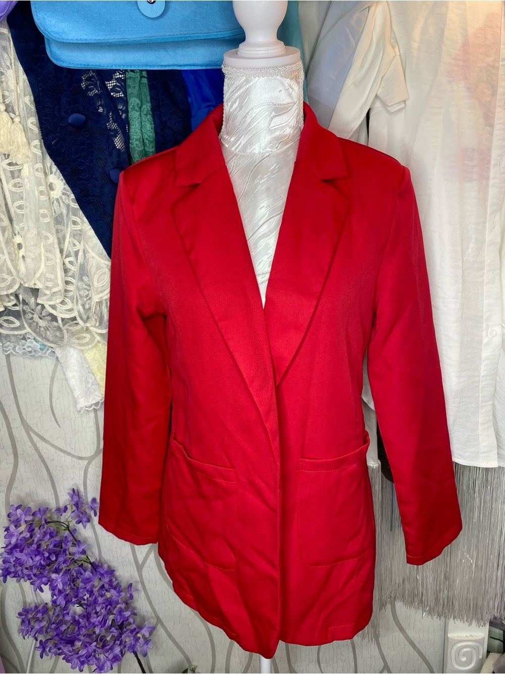 🌹 Vibrant Red Women's Tailored Open Style Blazer Jacket 🌹